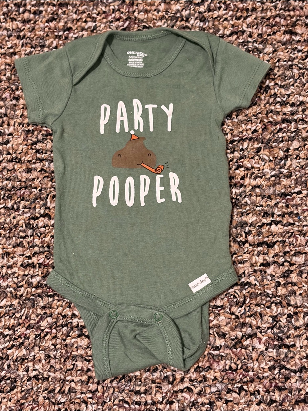 Onesies Green "Party Pooper" Baby Bodysuit